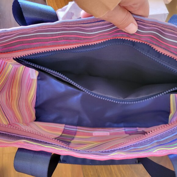 NWT Wildfox Tote Bag Navy Blue with Multicolored Stripes - Picture 6 of 7